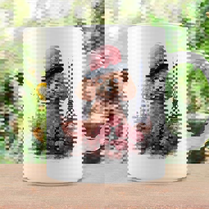 かわいいフレンチパリエッフェル塔トイプードル パリジャンプードル コーヒーマグ ギフトのアイデア