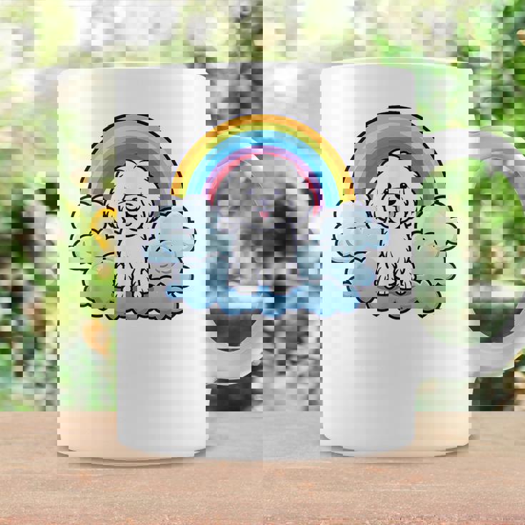 かわいいボロネーゼ犬 レインボークラウド カラフル カワイイ 子犬好き コーヒーマグ ギフトのアイデア