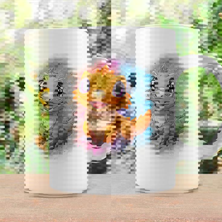 ひげを生やしたドラゴンの白い服のレインボーフラッグ コーヒーマグ ギフトのアイデア