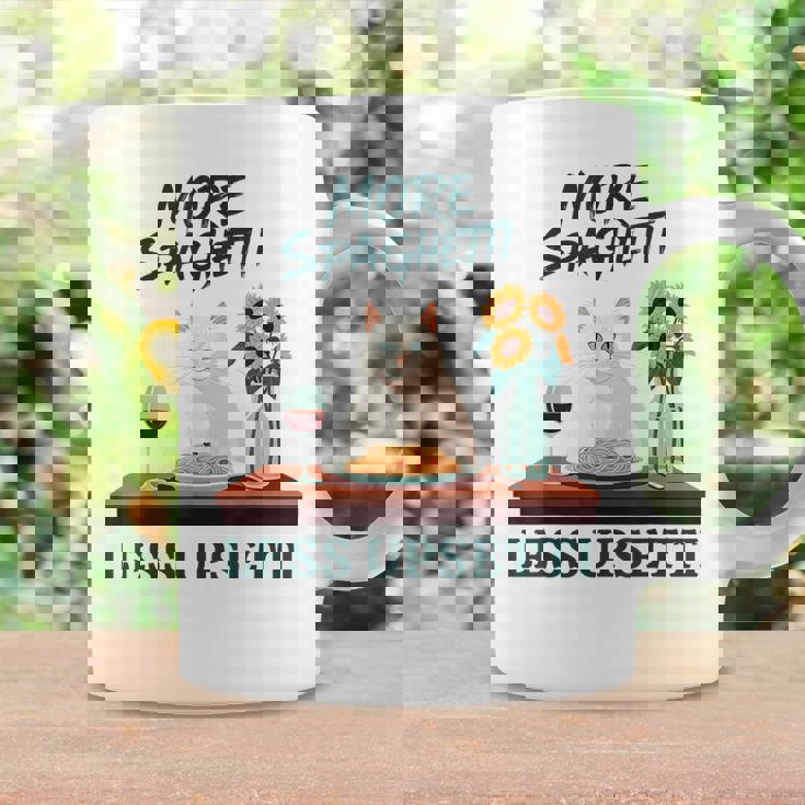 より多くのスパゲッティ、より少ないアップセッティ、イタリア料理 猫愛好家 コーヒーマグ ギフトのアイデア