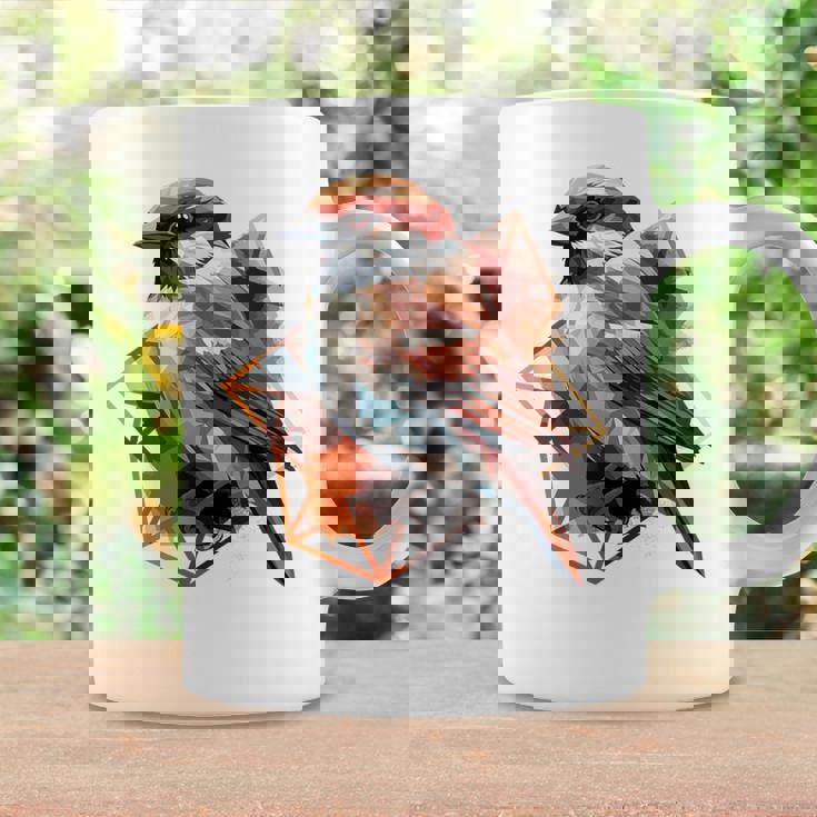 アメリカンツリー スズメ 鳥 幾何学模様 パッテンアート かわいい鳥 ロー コーヒーマグ ギフトのアイデア