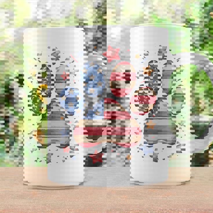 アメリカ国旗 愛国的な犬と猫の足跡プリント 7月4日 犬 コーヒーマグ ギフトのアイデア