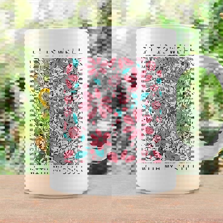 イット・イズ・ウェル・ウィズ・マイ・ソウル・フラワー コーヒーマグ ギフトのアイデア