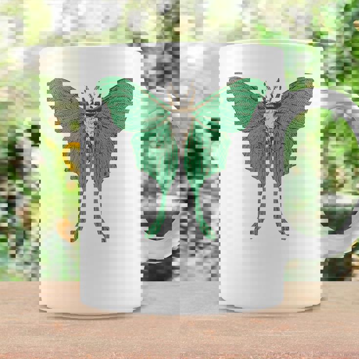 オオミズアオ ルナモス 薄い 緑色 黄緑色 蛾 Luna Moth レトロ 虫 昆虫 イラスト かっこいい おしゃれ コーヒーマグ ギフトのアイデア