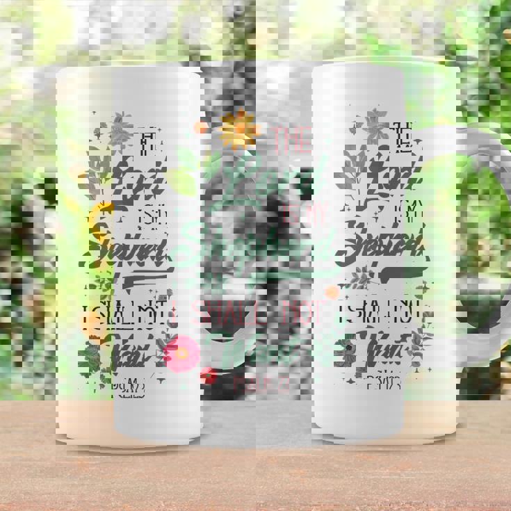 キリスト教聖書の詩 主は私の羊飼い 詩篇 23 花 コーヒーマグ ギフトのアイデア