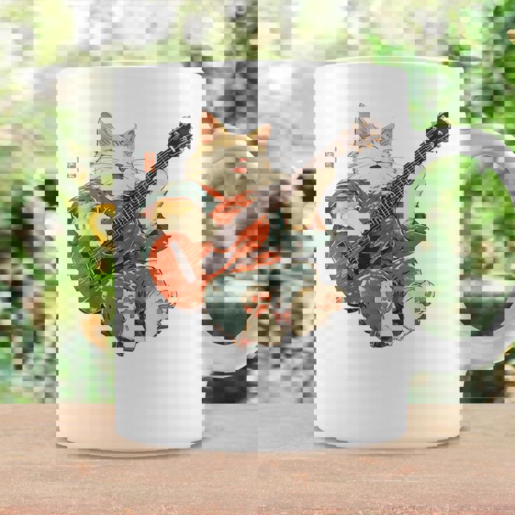 ギターを弾く日本の侍猫 忍者 浮世絵 アニメ コーヒーマグ ギフトのアイデア