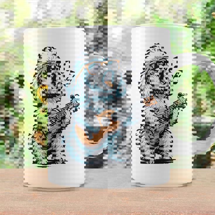 ギターを弾く犬 マルチーズプードル 面白い落書き コーヒーマグ ギフトのアイデア