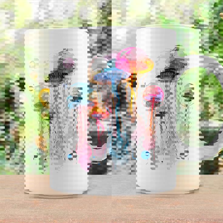 クラゲ 幾何学 動物 カラフル 抽象 アート クラゲ コーヒーマグ ギフトのアイデア