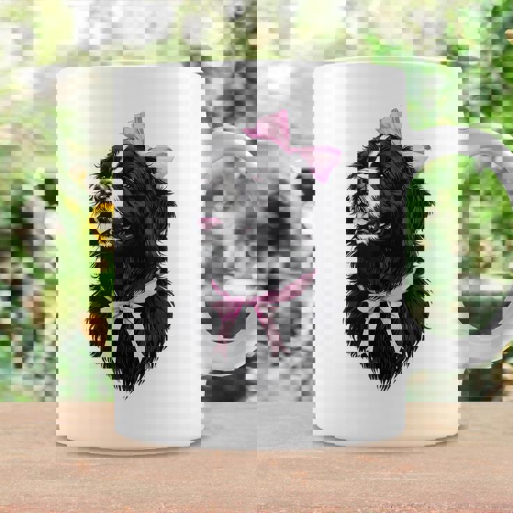 コケット リボン ニューファンドランド 犬 犬 ママ ピンクリボン 女の子 コーヒーマグ ギフトのアイデア