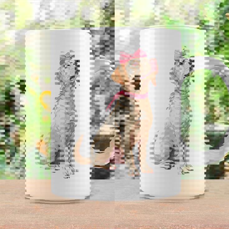 コケットボウ ラブラドールレトリバー 犬 ラボ ママ ピンクリボン 女の子 コーヒーマグ ギフトのアイデア