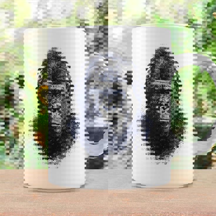 ゴリラ 描画 動物 イラスト 抽象画 アート ゴリラ コーヒーマグ ギフトのアイデア