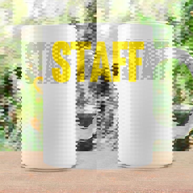 スタッフ イベント コスチューム クルー 音楽祭 バックプリント ワーカー コーヒーマグ ギフトのアイデア