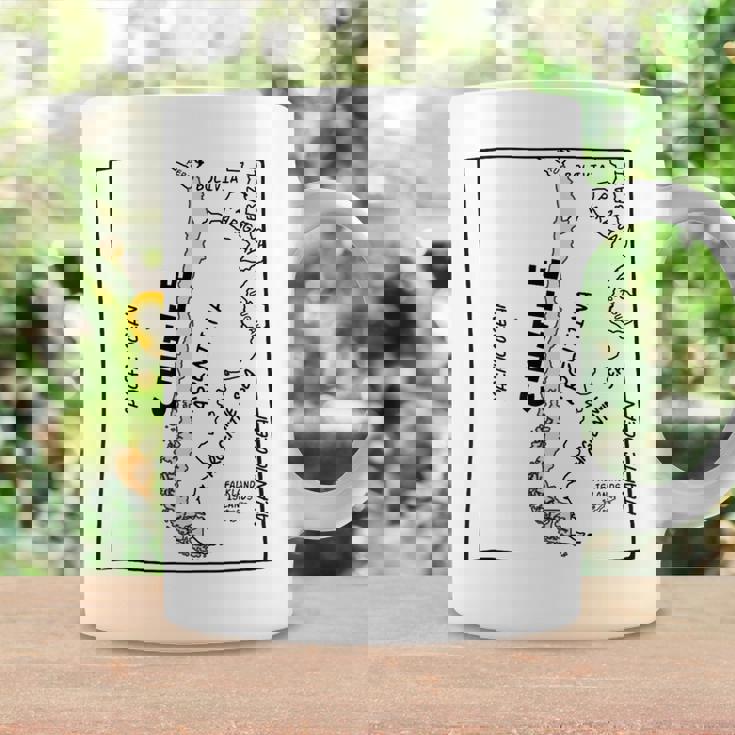 チリと近隣諸国の手描き黒線地図 コーヒーマグ ギフトのアイデア