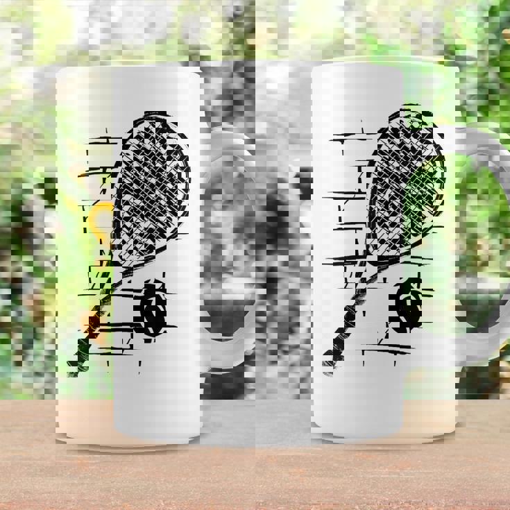 テニスラケット ボール シルエット 面白い スポーツ選手 コーチファン コーヒーマグ ギフトのアイデア