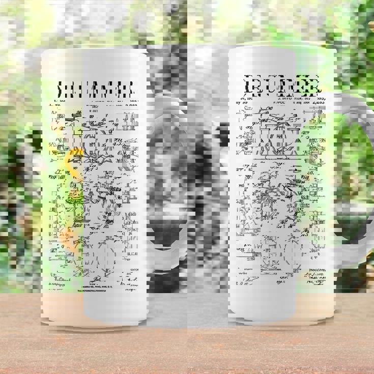 ドラムセットキット ヴィンテージ パテントドラマー ドローイングプリント コーヒーマグ ギフトのアイデア
