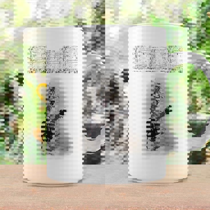 ニャーーーーと叫べ！ ロックな猫 キジトラ 子猫 バンド 長袖tシャツ コーヒーマグ ギフトのアイデア