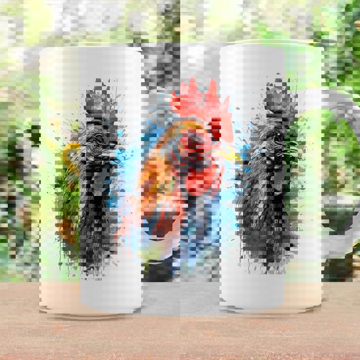 ニワトリ 動物 絵画 グラフィック 抽象 カラフル チキン コーヒーマグ ギフトのアイデア