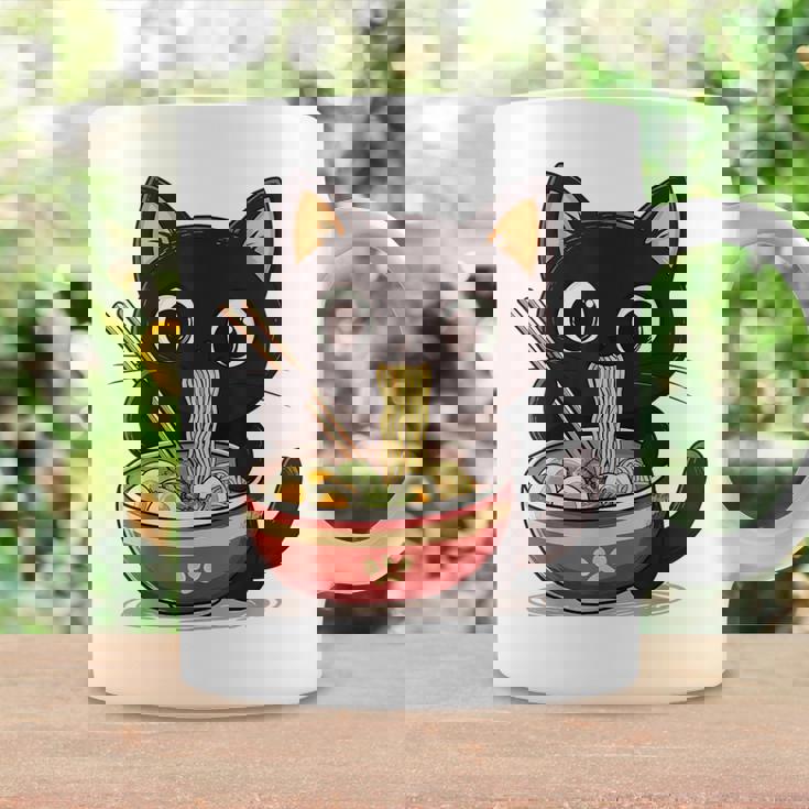 ヌードルキャット黒猫ラーメンデザイン コーヒーマグ ギフトのアイデア