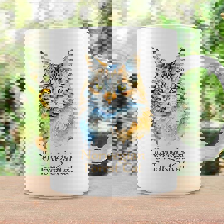 ノルウェージャンフォレストキャット 水彩画ポートレート2 コーヒーマグ ギフトのアイデア