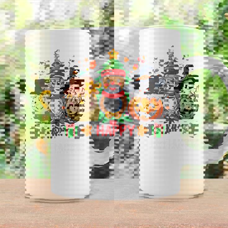 ハッピー、感謝祭、ハロウィン、メリークリスマス。 長袖tシャツ コーヒーマグ ギフトのアイデア