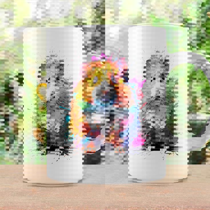 ハムスター 動物 カラフル モチーフ 抽象 アート 絵画 ハムスター コーヒーマグ ギフトのアイデア