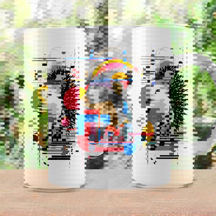 ハリネズミ アート 幾何学 動物 抽象 グラフィック ハリネズミ コーヒーマグ ギフトのアイデア