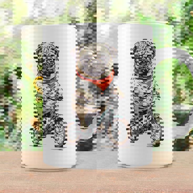 パグ いぬ イラスト パグ好き 犬好き 自転車 かわいい おもしろ レトロ かっこいい コーヒーマグ ギフトのアイデア