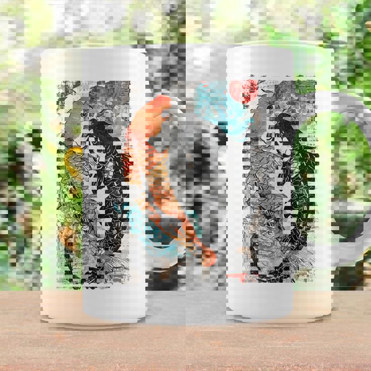 ビンテージ グラフィティ 錦鯉 魚 鯉 長袖tシャツ コーヒーマグ ギフトのアイデア