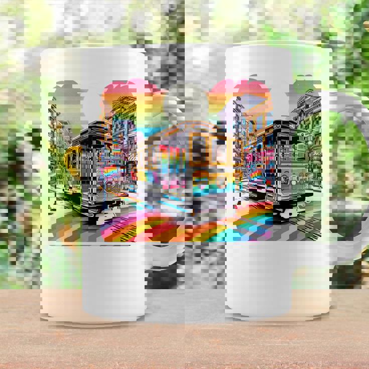 ビンテージ サンフランシスコ ケーブルカーf カストロ カリフォルニア Lgbtq 長袖tシャツ コーヒーマグ ギフトのアイデア