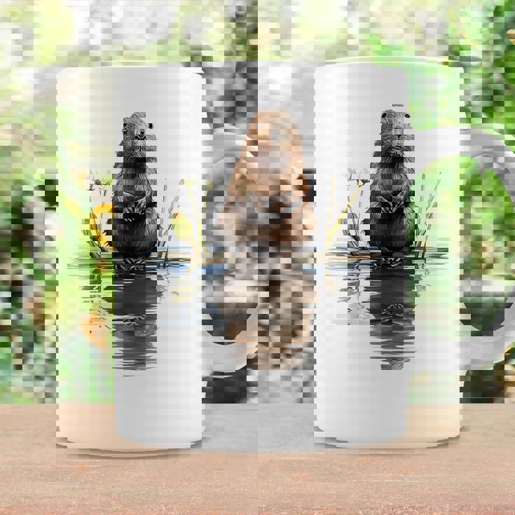 ビーバー 恋人 動物 アート イラスト グラフィック ビーバー コーヒーマグ ギフトのアイデア