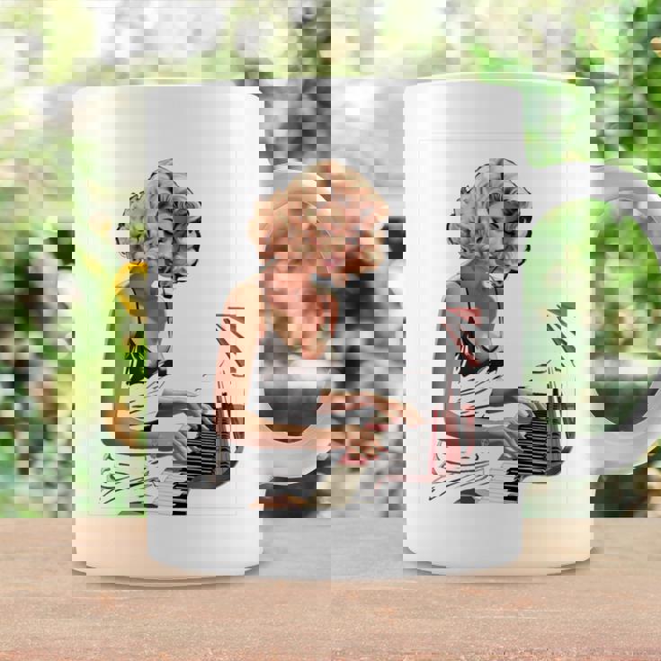 ピンナップガール ピアノ ピアニスト ヴィンテージ 長袖tシャツ コーヒーマグ ギフトのアイデア