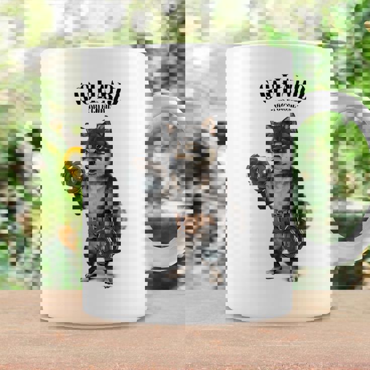 ブラック柴犬 筋トレ ダンベル付き フィットネスジム コーヒーマグ ギフトのアイデア