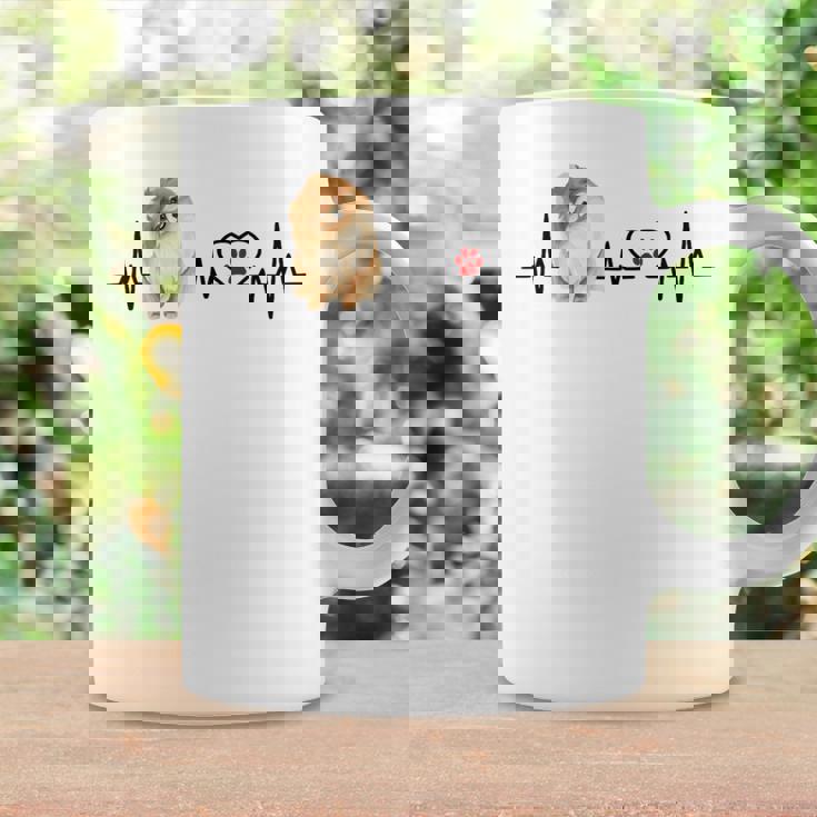 ポメラニアン Ekg ハートビートハートライン 肉球プリント コーヒーマグ ギフトのアイデア