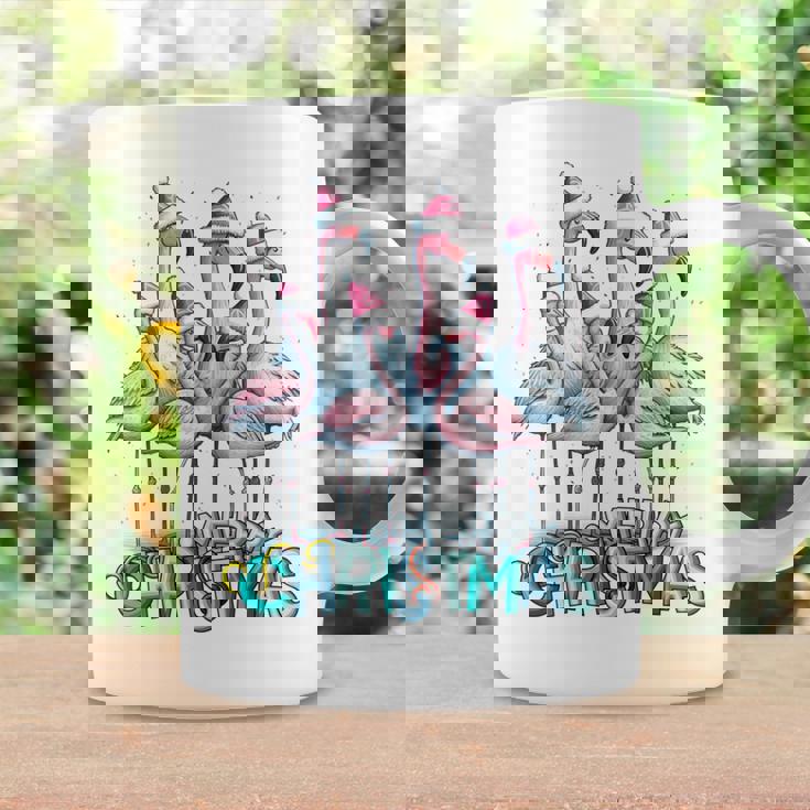 メリークリスマス フラミンゴスクワッド トロピカルスタイル 長袖tシャツ コーヒーマグ ギフトのアイデア