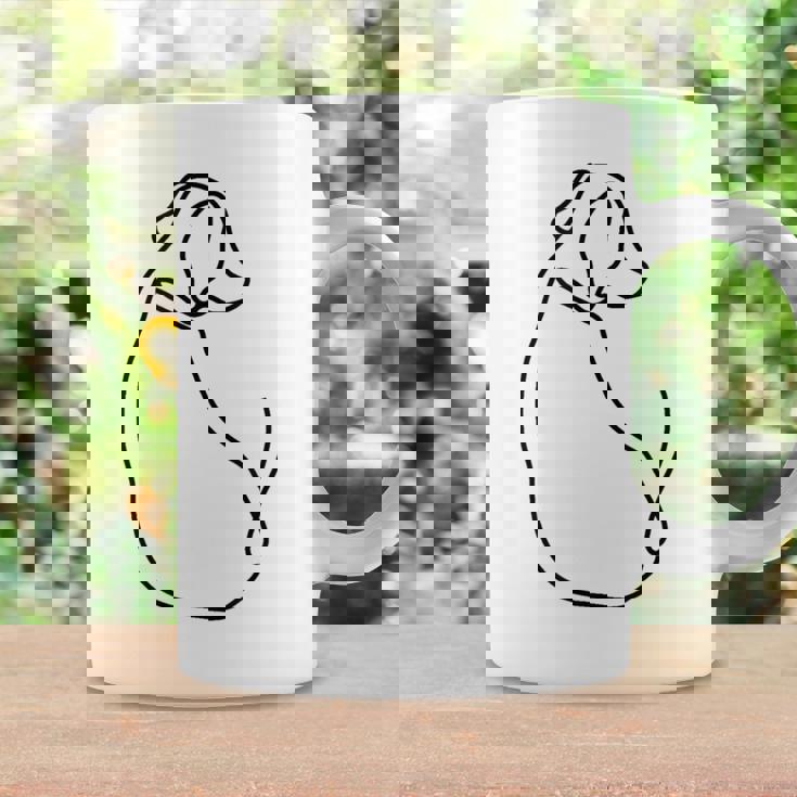 ラインタトゥー、ラインアートtシャツ、ミニマリストな犬のモチーフ コーヒーマグ ギフトのアイデア