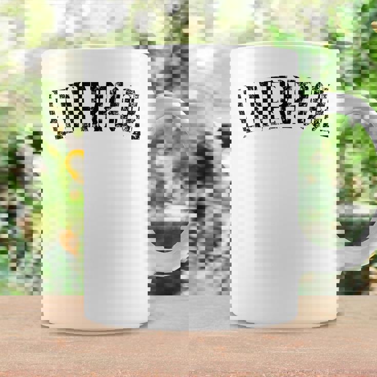 リバプール イギリス ヴィンテージ ブラック テキスト アパレル コーヒーマグ ギフトのアイデア