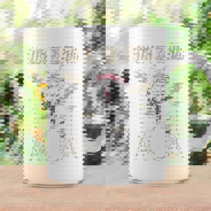 ロックンロール キャットドラム ヴィンテージ Rock Cat Drummer Art Back コーヒーマグ ギフトのアイデア