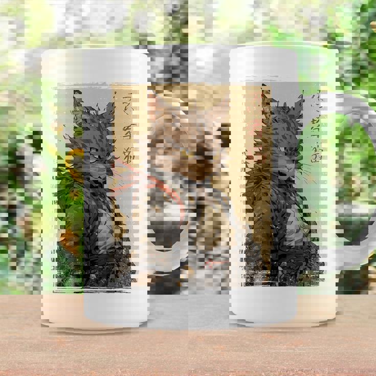 ヴィンテージ 日本の風景 侍 猫 漢字 Art Back コーヒーマグ ギフトのアイデア