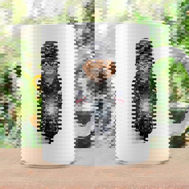 三毛猫 オレンジ猫 ねこ バイク ヘルメット コーヒーマグ ギフトのアイデア