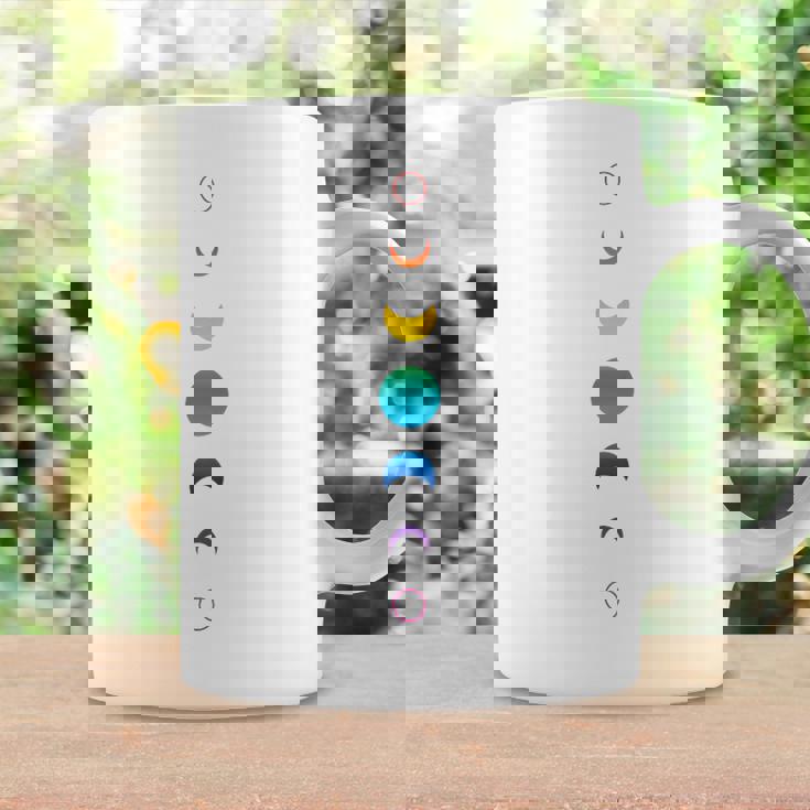 天空の月の満ち欠け バックプリント 虹の月天文学 コーヒーマグ ギフトのアイデア