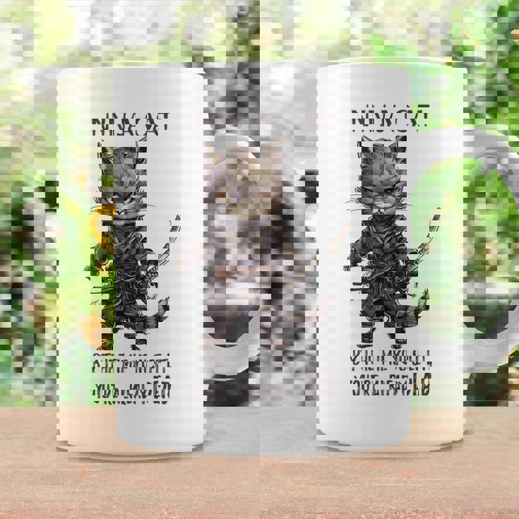 忍者猫、日本のサムライ カワイイ猫タトゥー 面白い コーヒーマグ ギフトのアイデア