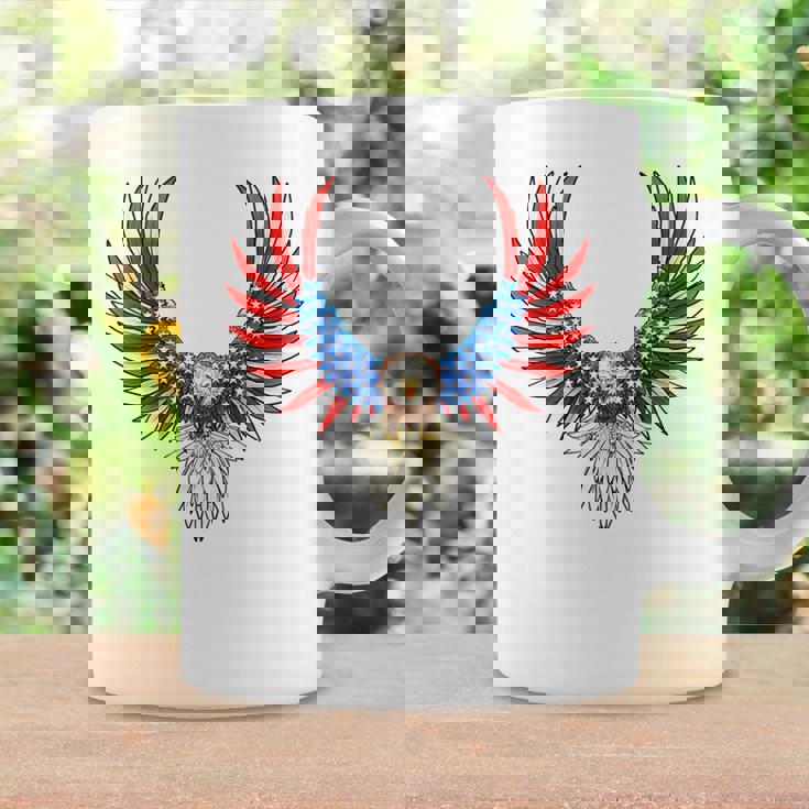 愛国的なアメリカ国旗イーグル 7月4日 バックプリント アメリカン コーヒーマグ ギフトのアイデア