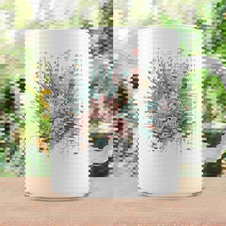 抽象的な幾何学的なボタニカルデザインモダンな植物 多肉植物 コーヒーマグ ギフトのアイデア