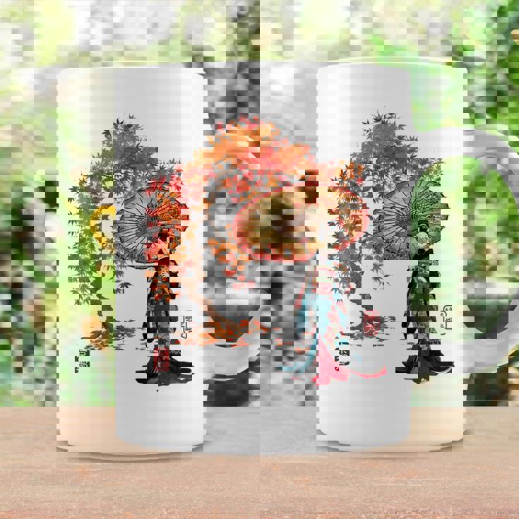 日本 浮世絵 京都 嵯峨 紅葉 和傘 美人 着物 コーヒーマグ ギフトのアイデア