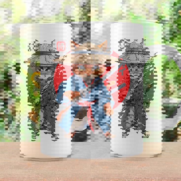 日本の侍 猫戦士 浮世侍 バックプリント コーヒーマグ ギフトのアイデア