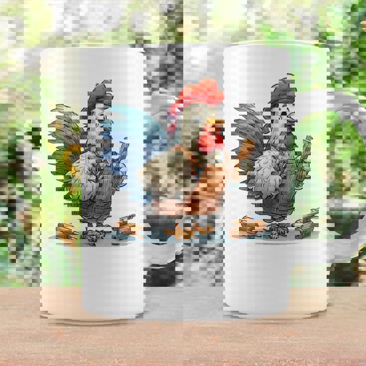 木彫りの鶏、かわいいデザイン コーヒーマグ ギフトのアイデア