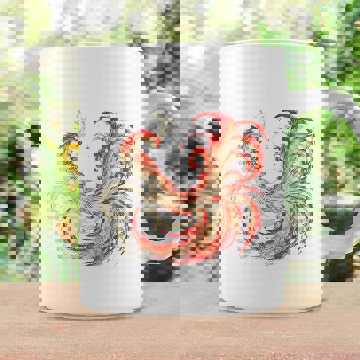 朱雀 不死鳥 火の鳥 フェニックス 漢字 イラスト バックプリント コーヒーマグ ギフトのアイデア