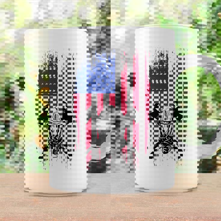 消防士 アメリカ国旗 7月4日 男性 お父さん 消防士 長袖tシャツ コーヒーマグ ギフトのアイデア