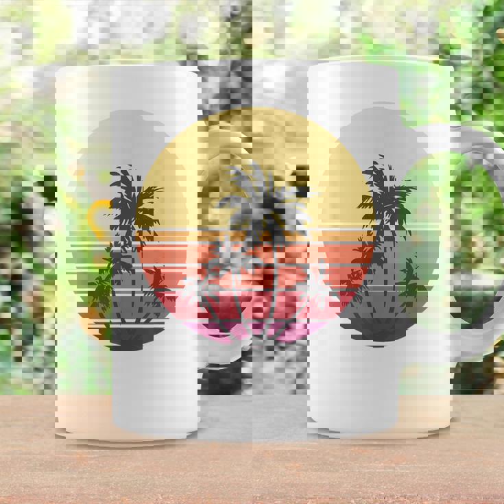 涼しい 夏休み メンズ レディース サンセット ビーチ ヤシの木 コーヒーマグ ギフトのアイデア