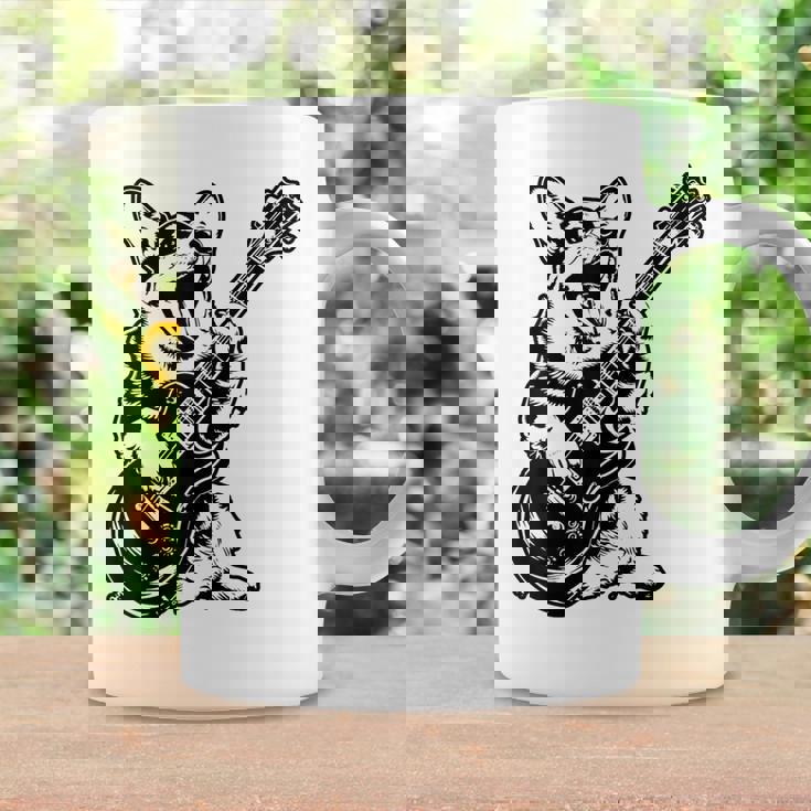 犬 ギタリスト ギター ペンブローク ウェールズ コーギー パパ ママ コーヒーマグ ギフトのアイデア